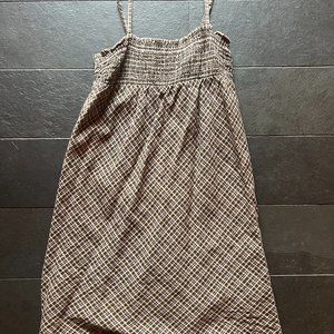 Brown Plaid Babydoll Mini Dress